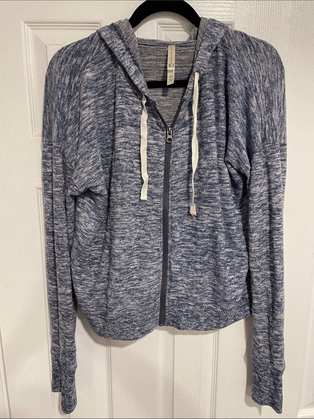 Live Love Dream Blue Heather Zip Hoodie with Cream Drawstrings